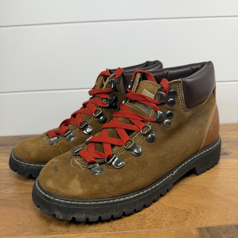 Vintage Explorers Mountaineering Alpine Hiking Boots Brown Suede Leather M3/W5‎